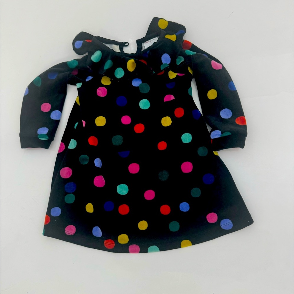 Hanna Anderson 12-18 black velvet confetti dress
